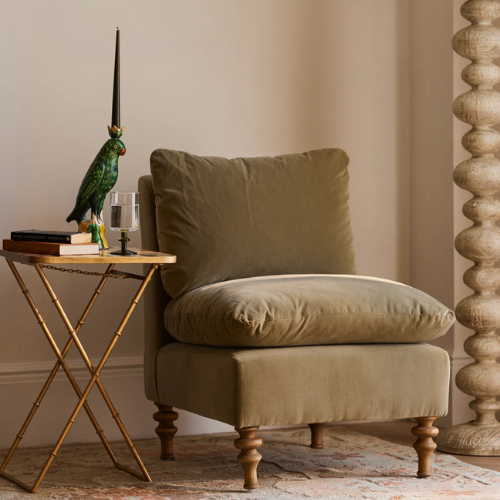 Rosina Velvet Slipper Chair: Lichen